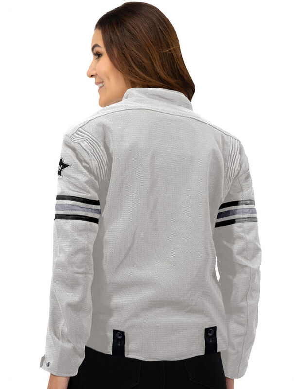 Chamarra Mujer Biker Con Proteccion Blanco Roos... image number null