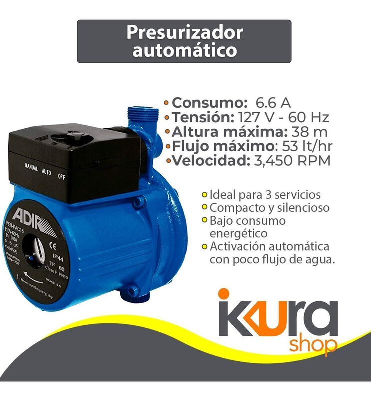 Bomba Presurizadora Automática 1/3 Hp 250W 1504 image number null