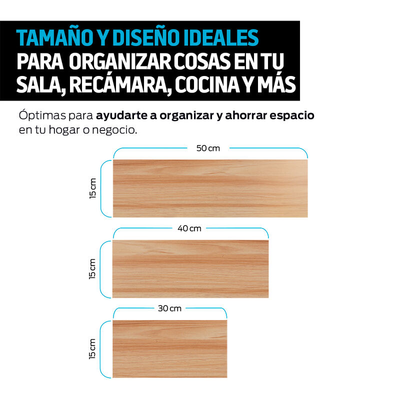 Repisas Flotantes de Madera 3 Pz de 30x15, 40x1... image number null