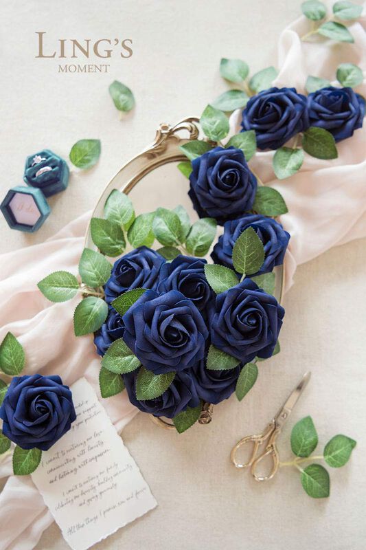 Flores Artificiales Ling's Moment, Rosas Azul M... image number null