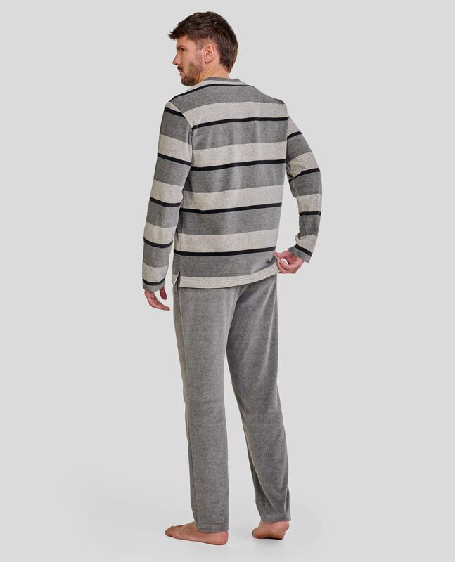 Pijama de Terciopelo a Rayas Gris image number null