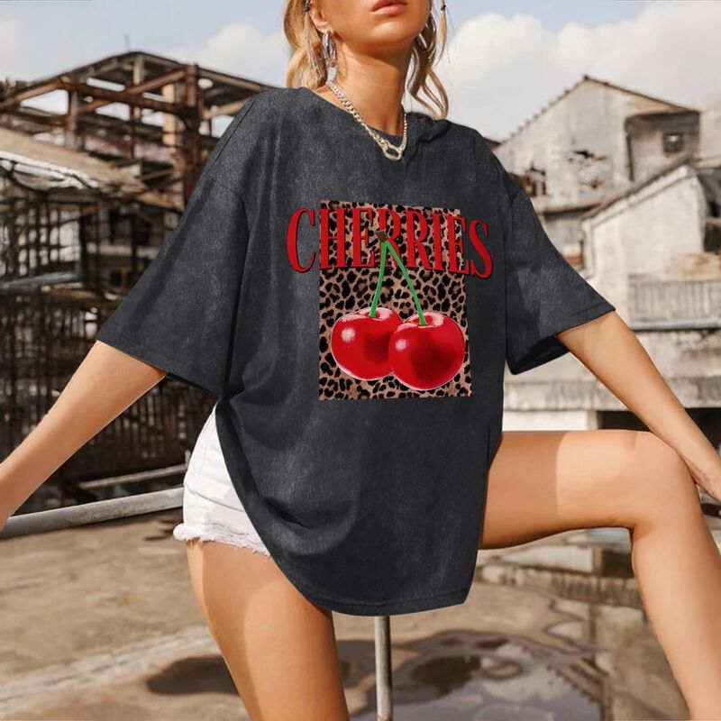 Camiseta Oiiaayy Oversize Estampado Cereza - Mu... image number null