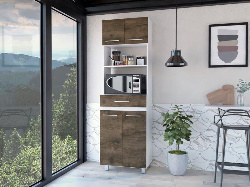 M&oacute;dulo Microondas Prada Nogal Y Blanco Virtual ... image number null