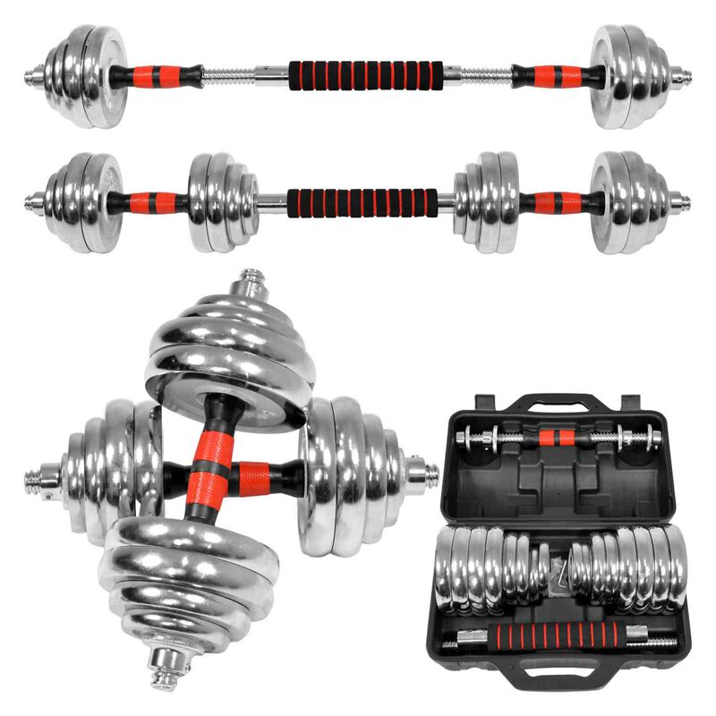 Set Mancuernas Metal Cromado Ajustables 30 Kg 1... image number null