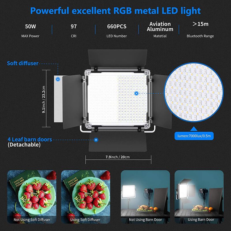 L&aacute;mpara Led De V&iacute;deo Neewer 660 Pro Rgb De 50 W... image number null