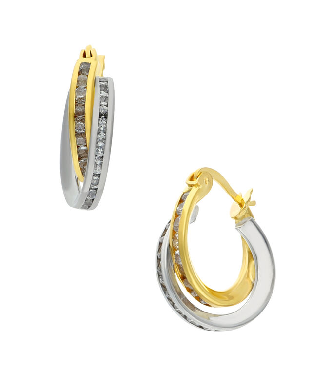 Arracadas Oro Bicolor Con Zirconia image number null