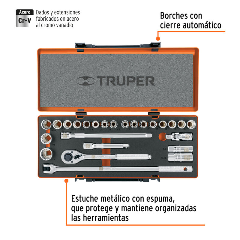 Juego de 25 Herramientas Cuadro 1/2' Std y Mm p... image number null