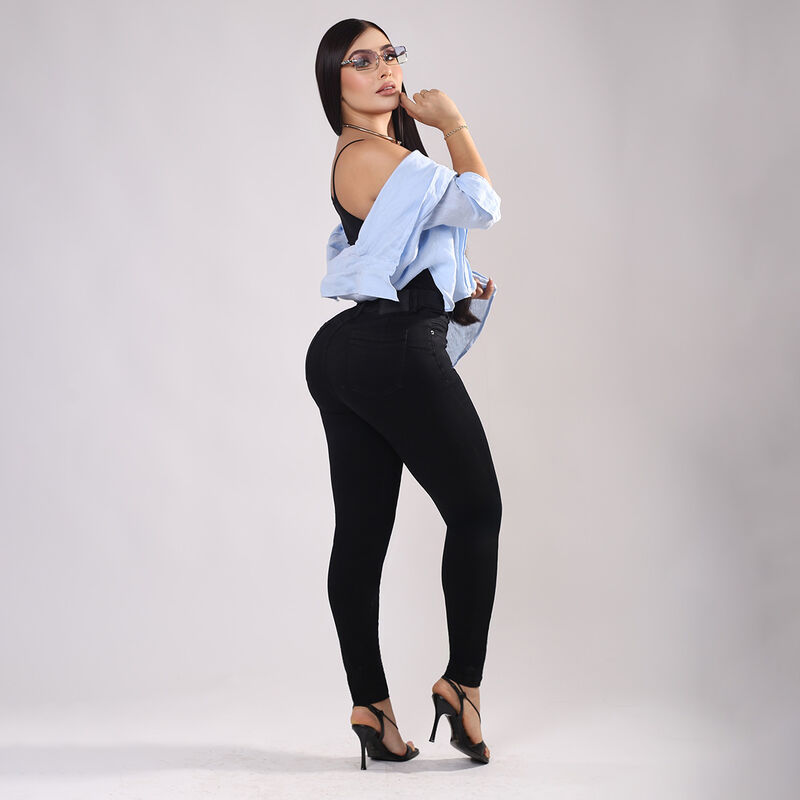 Pantal&oacute;n Skinny Mujer Savi Jeans Negro Tiro Med... image number null