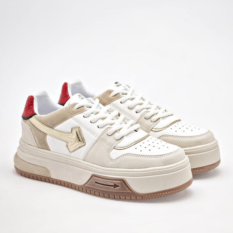 Clasben Tenis urbano para mujer beige multicolo... image number null