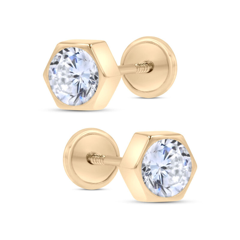 Broqueles De Oro Amarillo 14K Con Zirconias (5 ... image number null