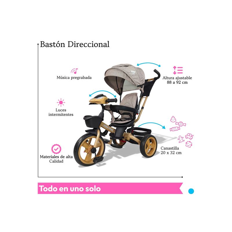 Triciclo Evolutivo 7 En 1 Acero Con Asiento Gir... image number null