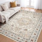 Alfombra Loongrug 152 cm x 244 cm Lavable Boho Crema Azul