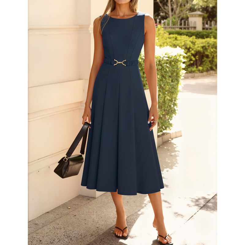 Vestido Midi Sin Mangas Zesica Azul Marino Tall... image number null