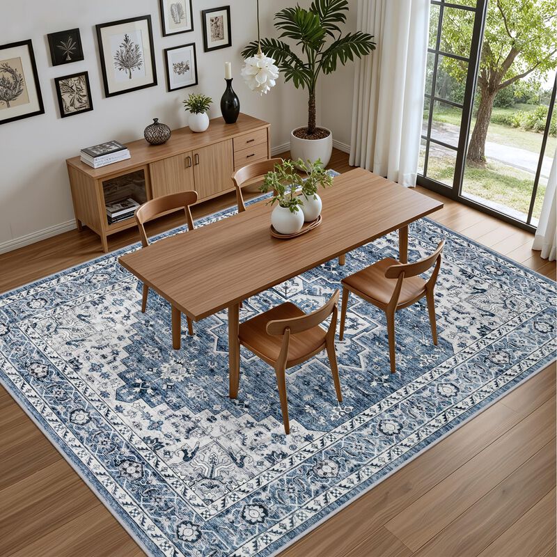 Alfombra Expedix 152 cm X 91 cm Lavable Azul Vi... image number null