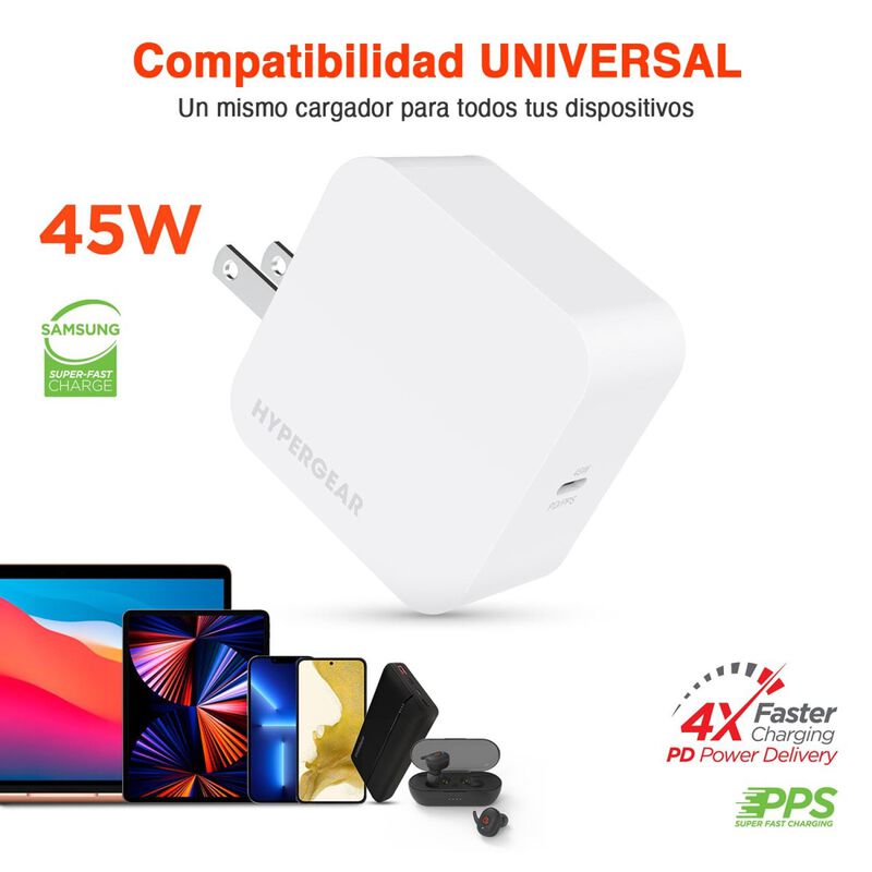 Cargador r&aacute;pido AC HYPERGEAR USB-C PD 45W PPS u... image number null