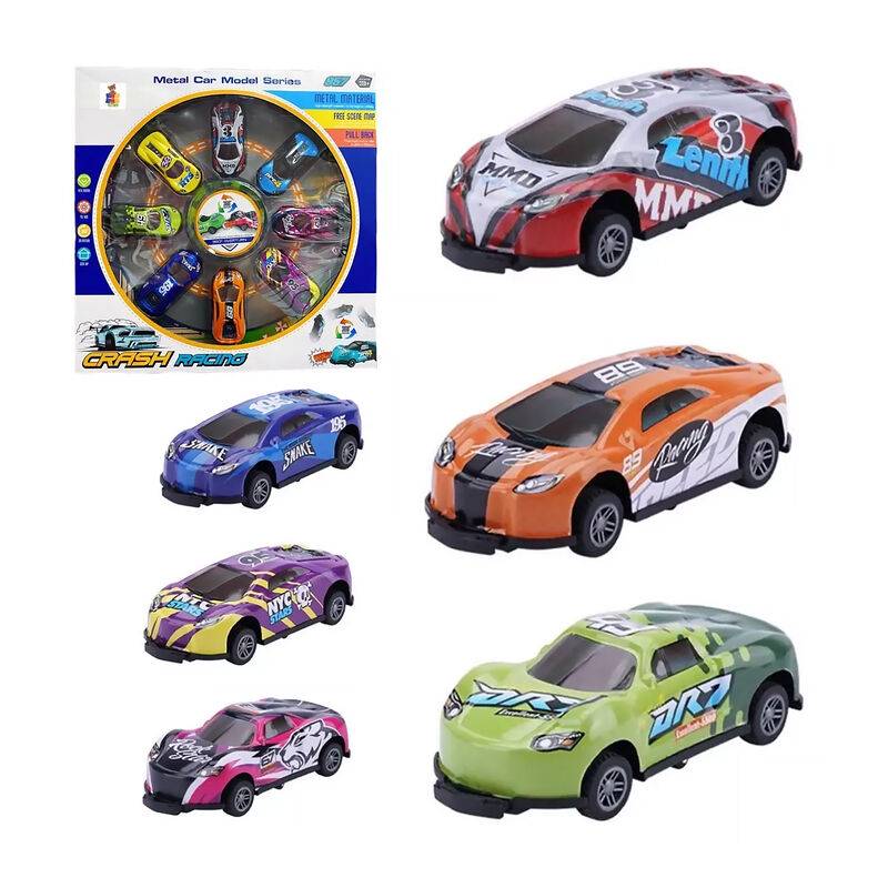 Carros De Metal Crash Racing Set Pull Back 8 Pz... image number null