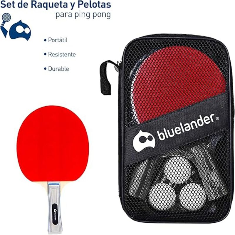 Set de Raqueta y Pelotas Ping Pong Bluelander image number null