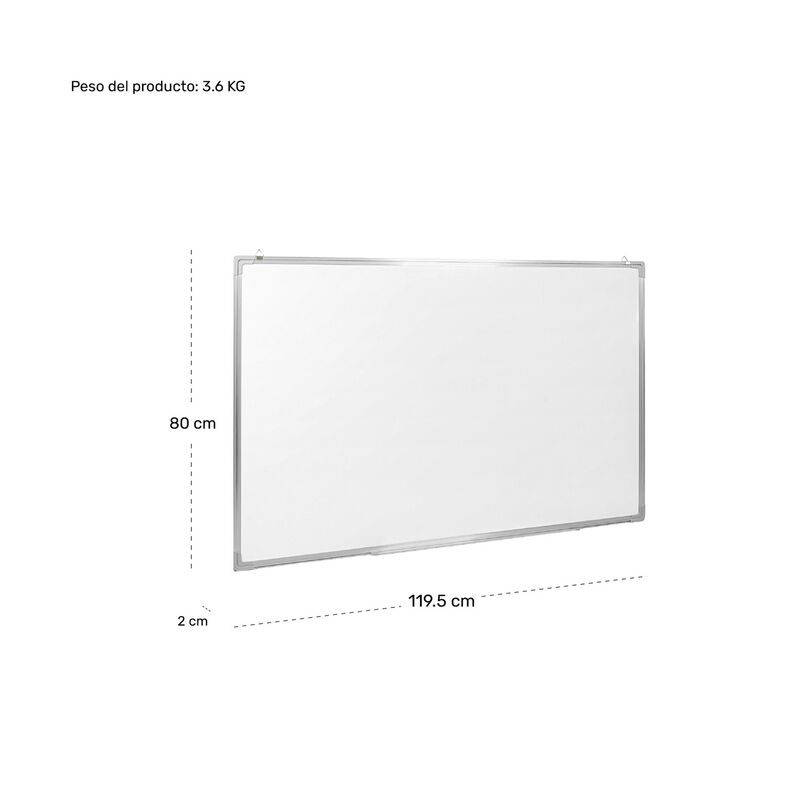 Pizarron Blanco Escolar 120x80cm Marcadores Bor... image number null