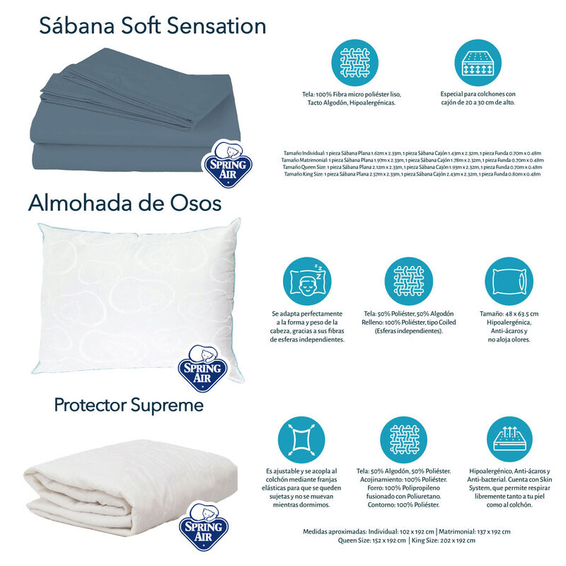 Colchón Matrimonial Spring Air Marte + Almohada... image number null