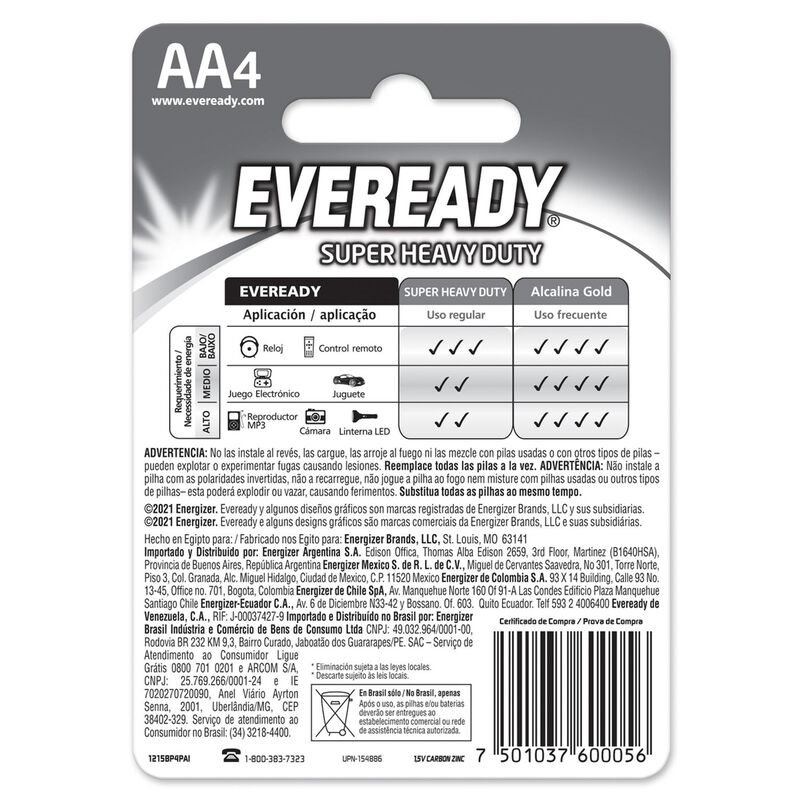 Eveready Carbon Zinc Aa Blister 80 Unidades image number null