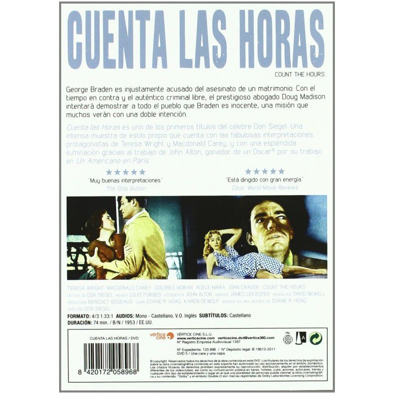 Cuenta Las Horas [dvd] (1953) Count The Hours image number null