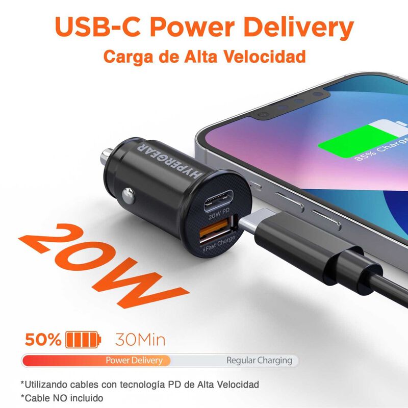 Cargador De Auto Hypergear Plug In 20w Pd Dual ... image number null