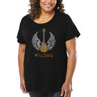 Camiseta De Talla Grande Word Art Para Mujer - Letra de Free Bird- Negro