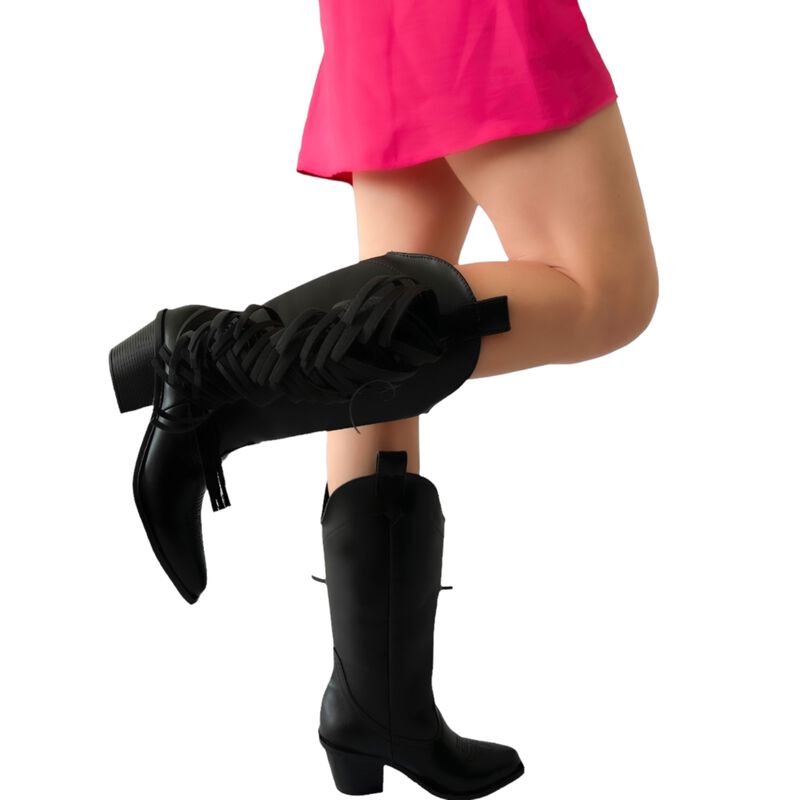 BOTA COWBOY MALABIS BOT-1014 NEGRA DECORADA AL ... image number null