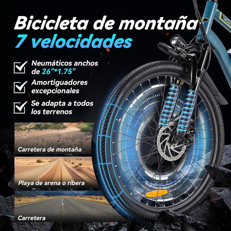 Bicicleta El&eacute;ctrica Honey Whale S8 Azul image number null