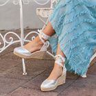 Alpargata Romero Cuña Media Plataforma Ante Metal Plata