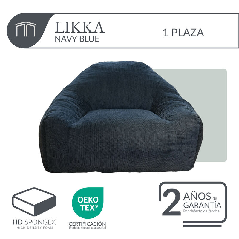 Sill&oacute;n Espuma Alta densidad LIKKA Navy Blue 1 p... image number null