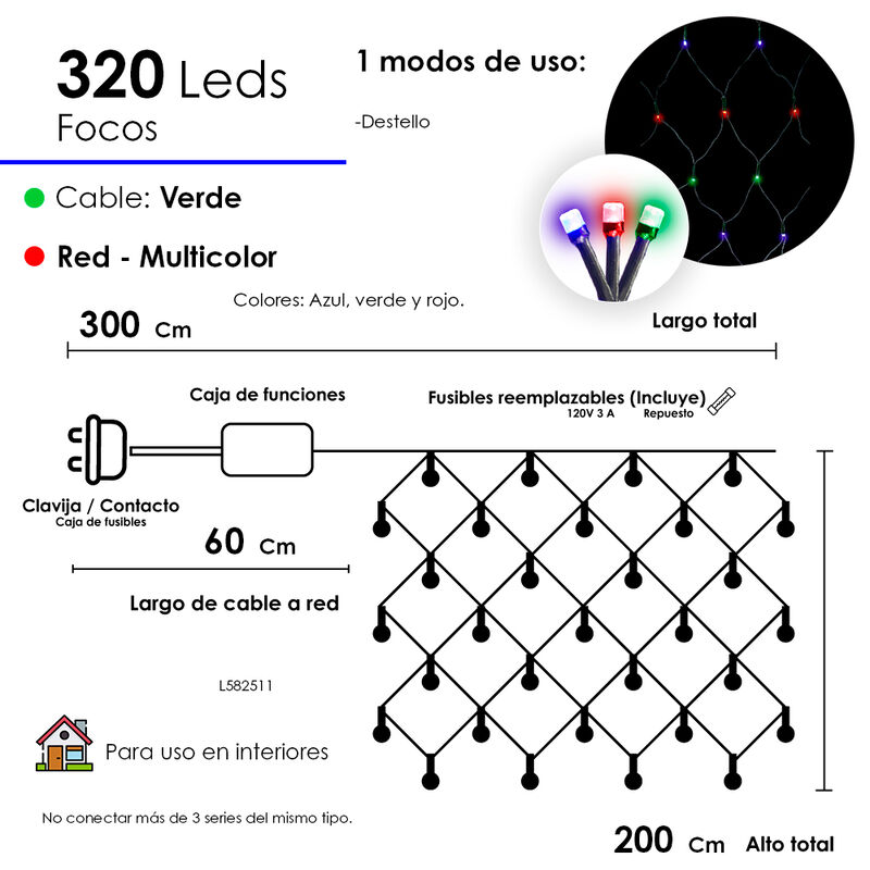 Serie tipo Red Luces LED Multicolor 320 focos c... image number null