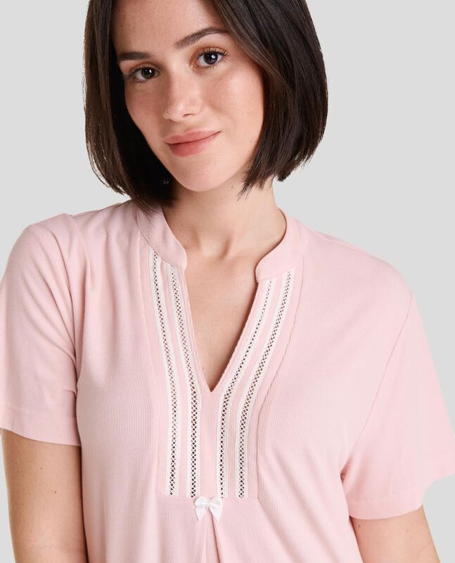 Camis&oacute;n M/C Canale con Entredos Rosa image number null