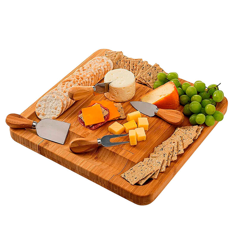 Tabla para Quesos Cuadrada de Bamb&uacute; con Cuchill... image number null