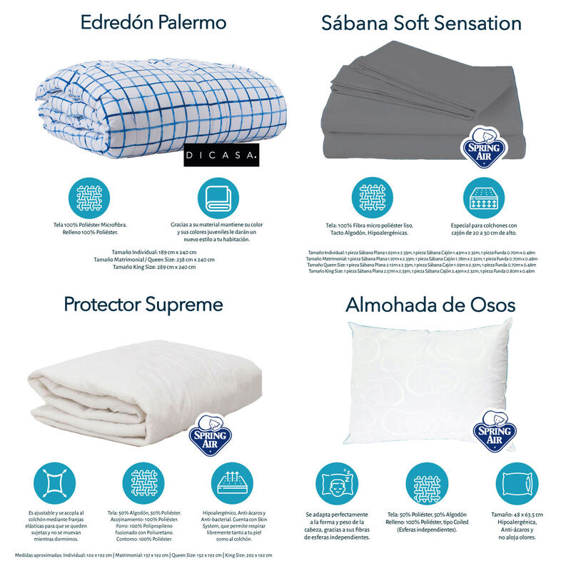 Colchón Matrimonial Spring Air Marte + Almohada... image number null