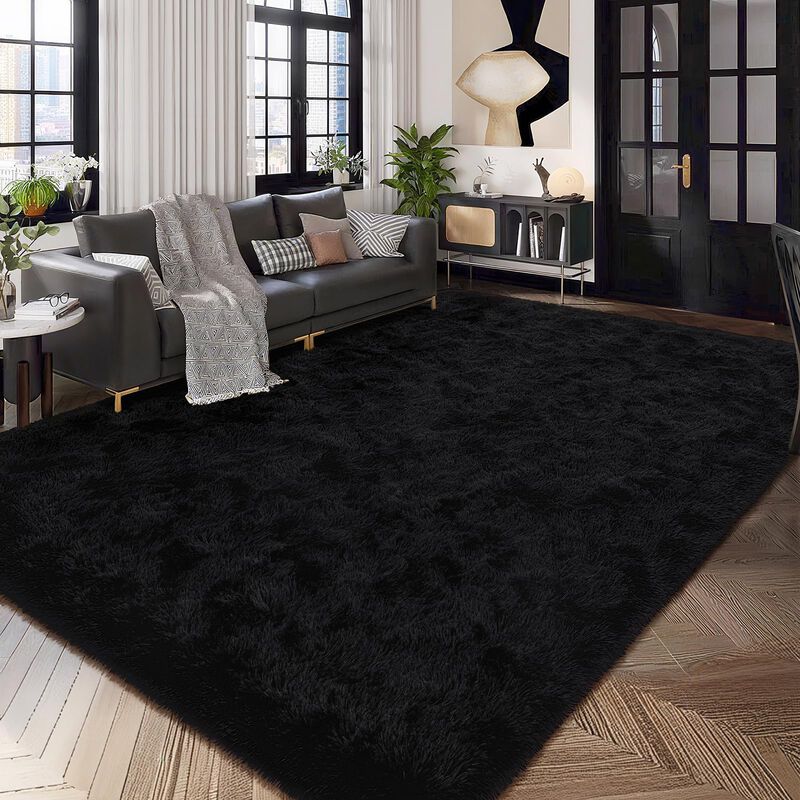 Alfombra Homore 122x183 Cm Negra Antideslizante... image number null