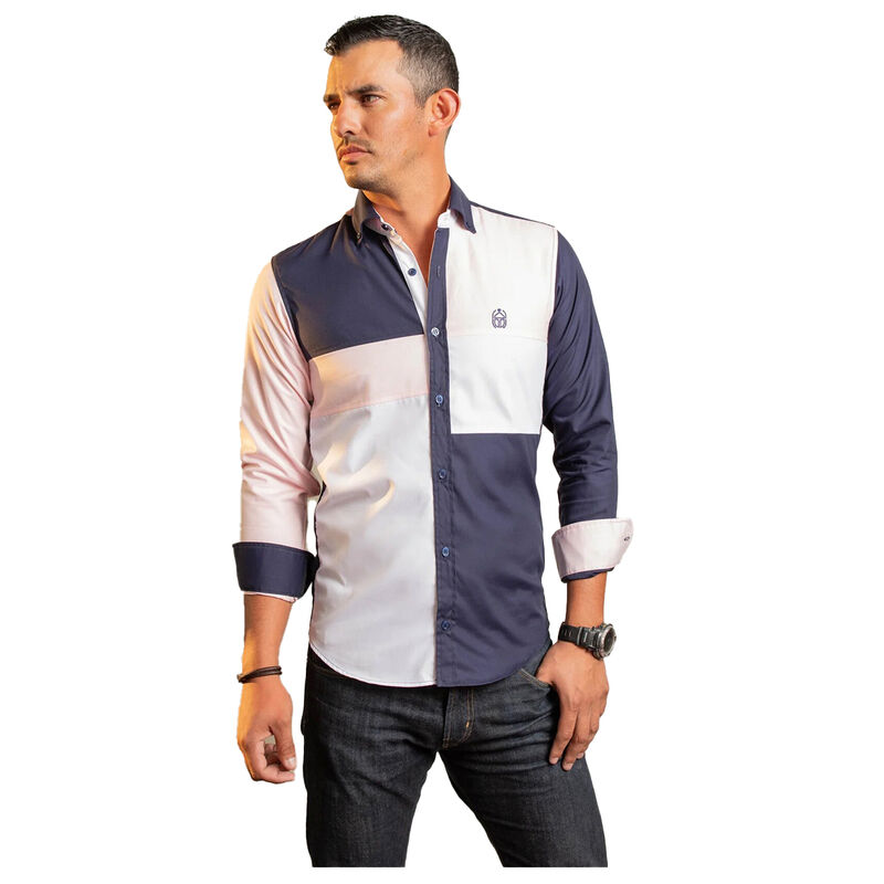 Camisa Blanca-Azul-Rosa LuQtari Talla M image number null