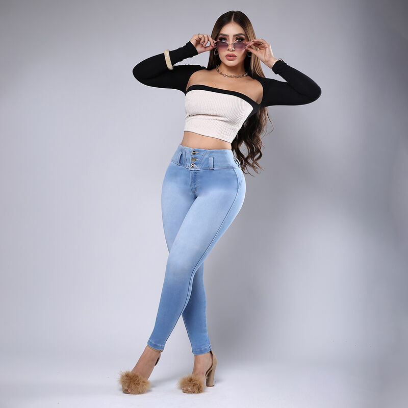 Jeans Skinny Mujer Tiro Medio Push Up Mezclilla... image number null