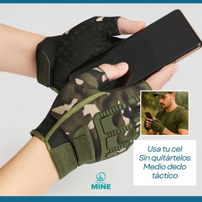 Guantes T&aacute;cticos de Medio Dedo Motociclista &ndash; P... image number null