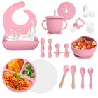 Set De Alimentaci&oacute;n Para Beb&eacute;s Catvegue, 17 Unidades, Silicona Sin Bpa, Rosa