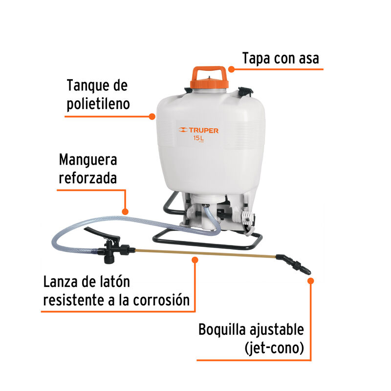Fumigador de 15 L Manual de Mochila Truper image number null