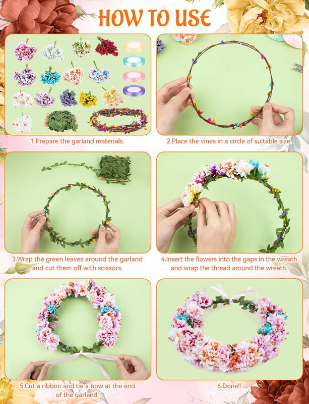 Kit Diy De Corona De Flores Viuasdx &ndash; 25 Juegos image number null