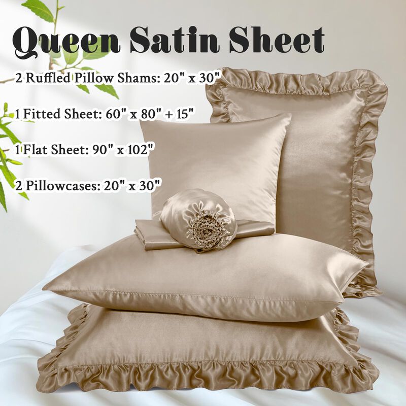 Juego De S&aacute;banas Homiest Queen Beige 6 Pzas Sat... image number null