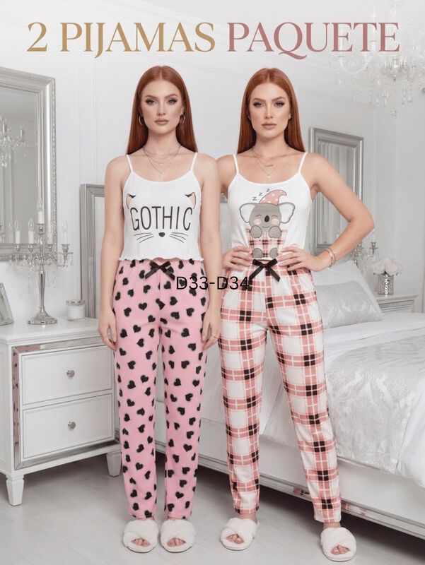 Pack De 2 Conjuntos De Pijamas Mujer Blusa Y Pa... image number null
