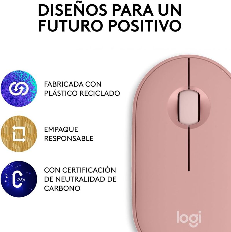 Logitech Pebble M350S Mouse - Bluetooth - USB -... image number null