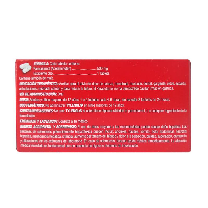 Tylenol 500 Mg 20 Tableta(s) image number null