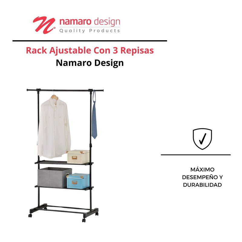 Rack Ajustable con 2 Rejillas Movibles y Ruedas... image number null