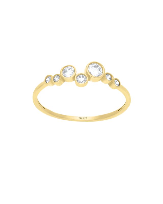 Anillo De Oro Amarillo 14k Con Zirconias - Kr08... image number null
