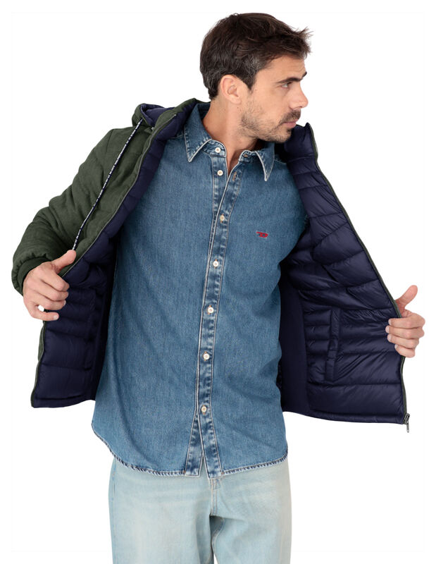 Chamarra Reversible Caballero Capitonada Gorro ... image number null