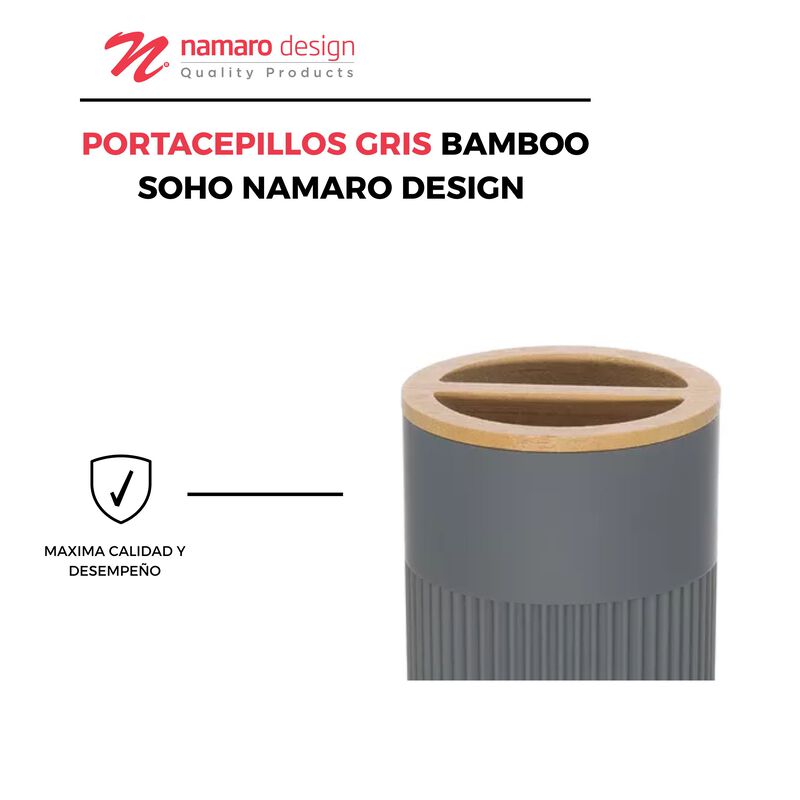 Portacepillos De Dientes Gris bamboo Soho Namar... image number null
